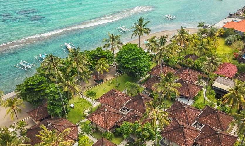 Puri Bagus Candidasa beachside from above